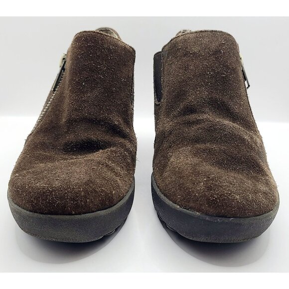 Aerosoles Boots Ankle Booties Brown Suede Wedge Heel Zip-Up Size 5.5 - Picture 2 of 11